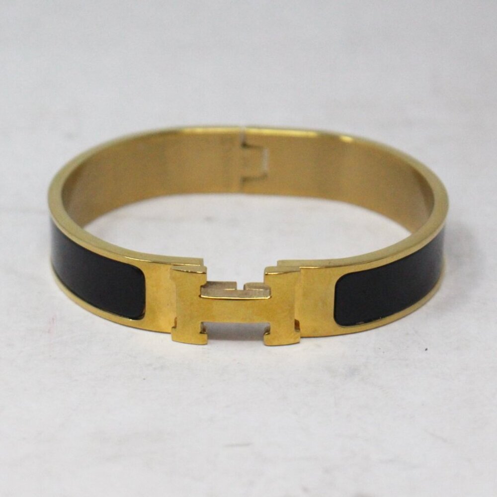 Hermes #J2SHNH Clic H Two Tone Bracelet